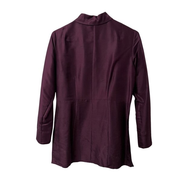 NY & Co Quiet Luxury Silk Button-Up Tunic Top with Deep Side Slits Size Small - Picture 2 of 9